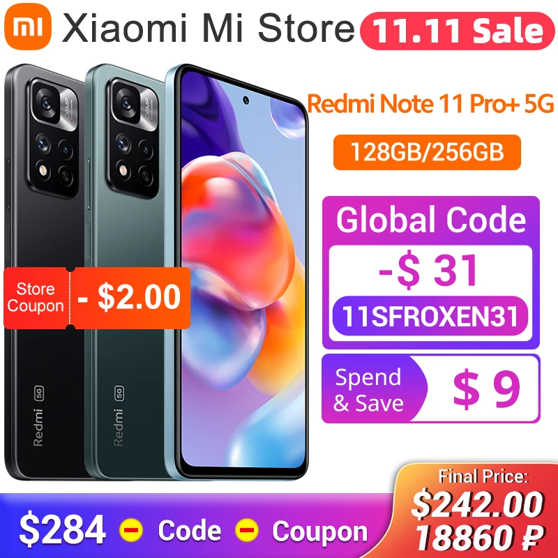 Cena Wersja Globalna Xiaomi Redmi Note 11 Pro + 5G Plus Smartphone 128GB/256GB Dimensity 920 120W Uwaga 108MP Kamera NFC 11 Pro Plus 5G