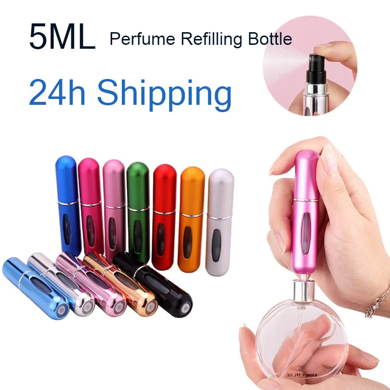 5ml Perfume Refillable Bottle Atomizer Portable Liquid Container for Cosmetics Traveling Mini Aluminum Spray Alcochol Empty New