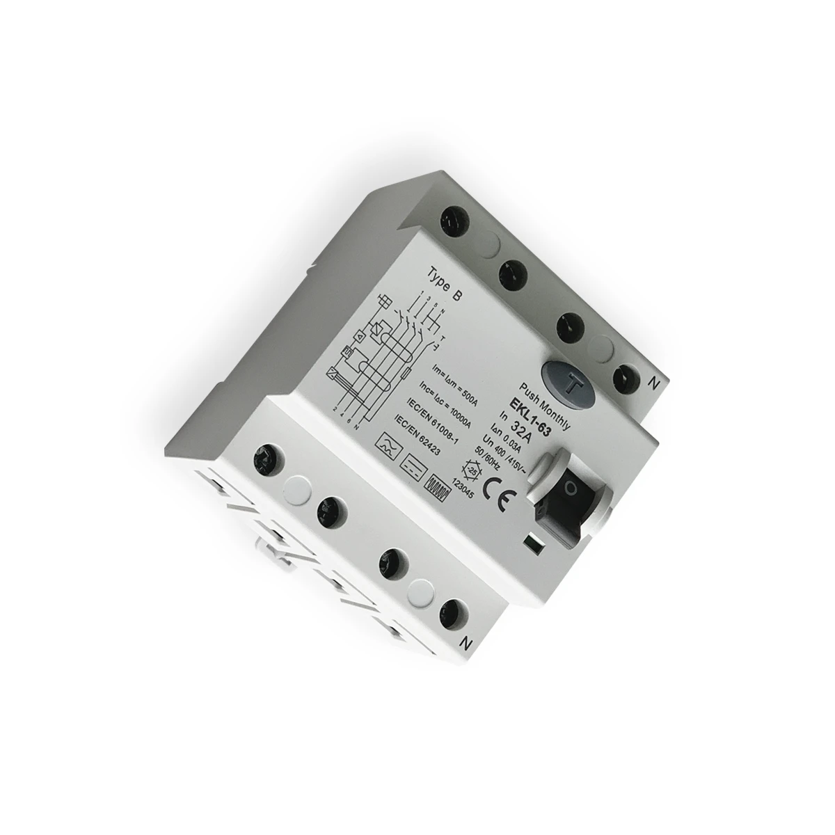 

4 pole 30mA RCD 32A Type B RCCB Breaker Residual Current Circuit Breaker