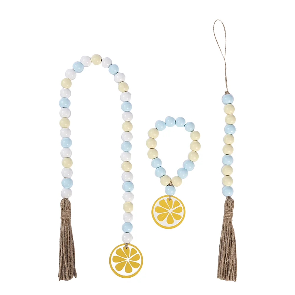 

3pcs Lemon Wood Bead Garlands Tassel Garlands Lemon Hanging Home Decors