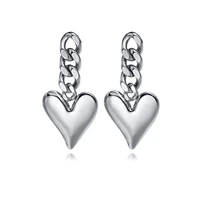 heart drop dangle earring womens stainless steel link chain earring minimalist jewelry