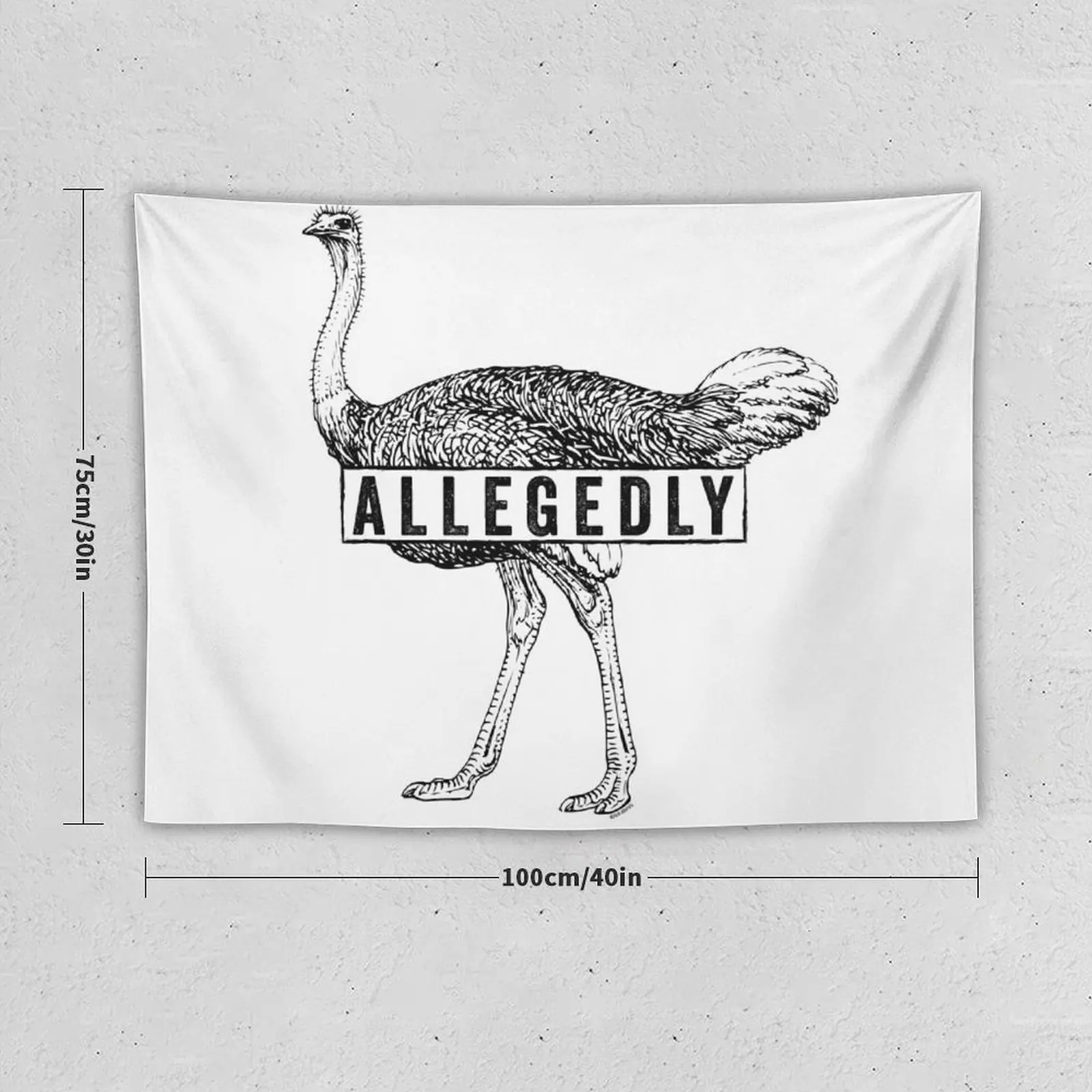 Настенный гобелен Allegedly Ostrich черный Roufxis-RB