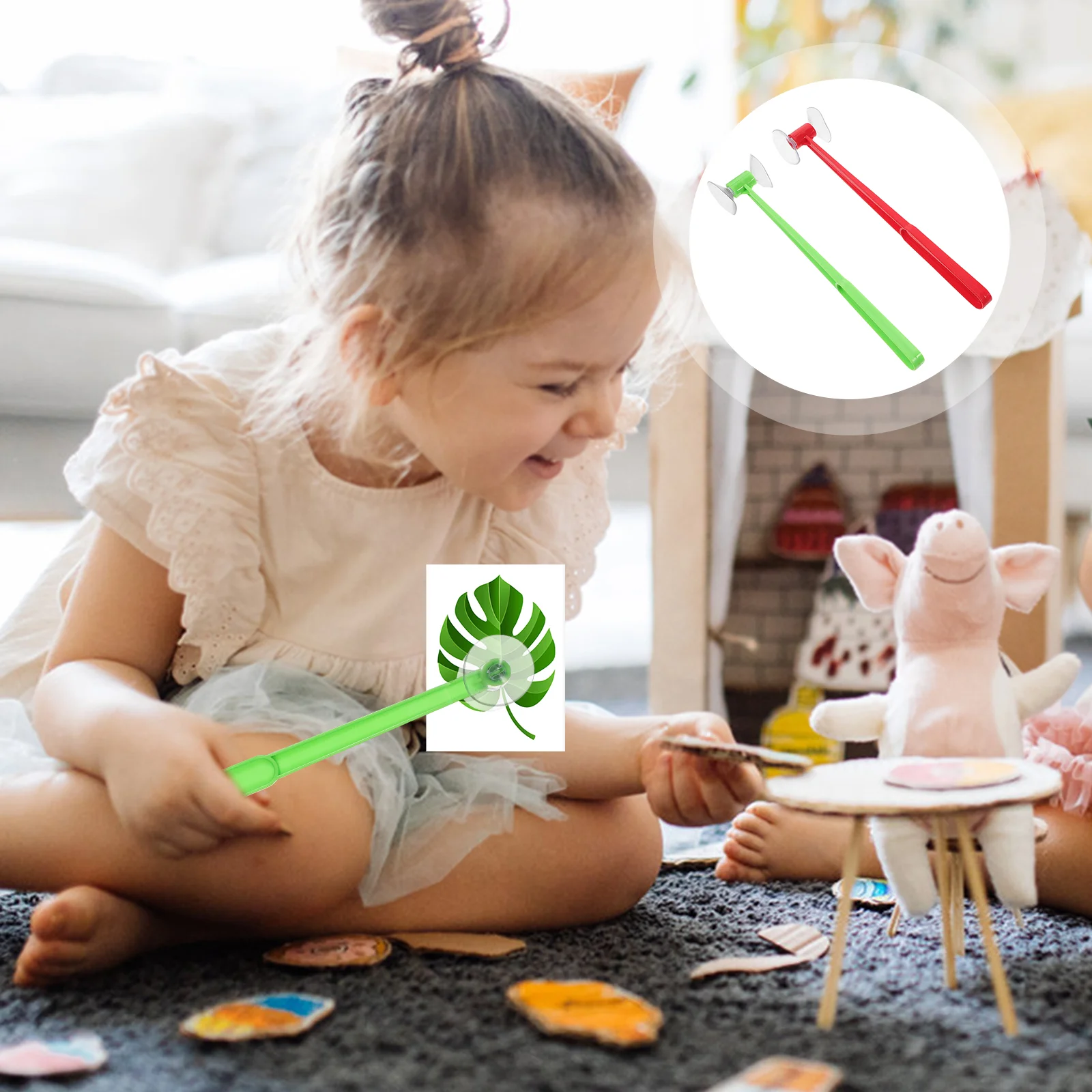 

2 Pcs Suction Cup Hammer Toy Tools Kids Small Favor Plastic Punishing Children Sucking Disc Preschool Prop Cheering