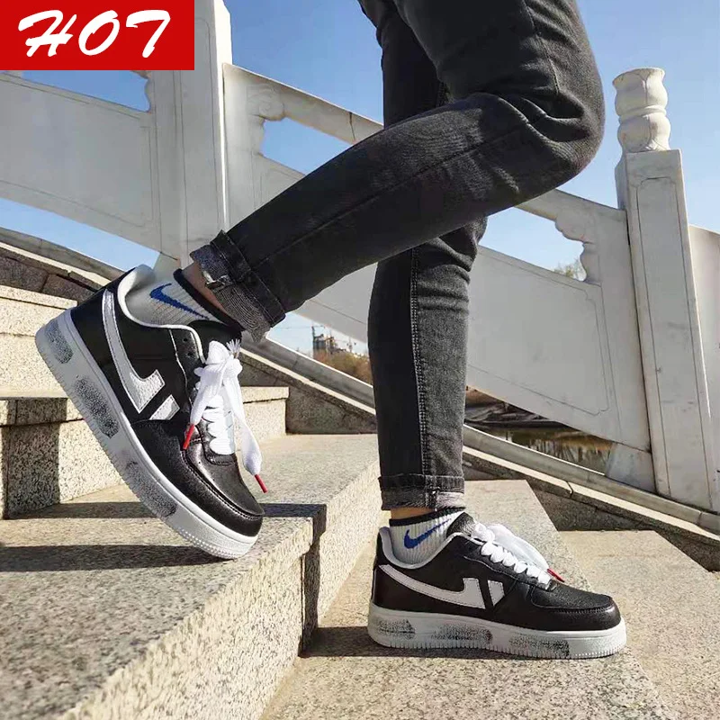 

G-dragon same little Daisy AF1 Air Force men's and women shoes dirty shoes joint name shoes with thick sole microfiber material