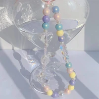 fashion boutique resin transparent love colorful acrylic beaded anti lost lanyard mobile phone chain female exquisite jewelry