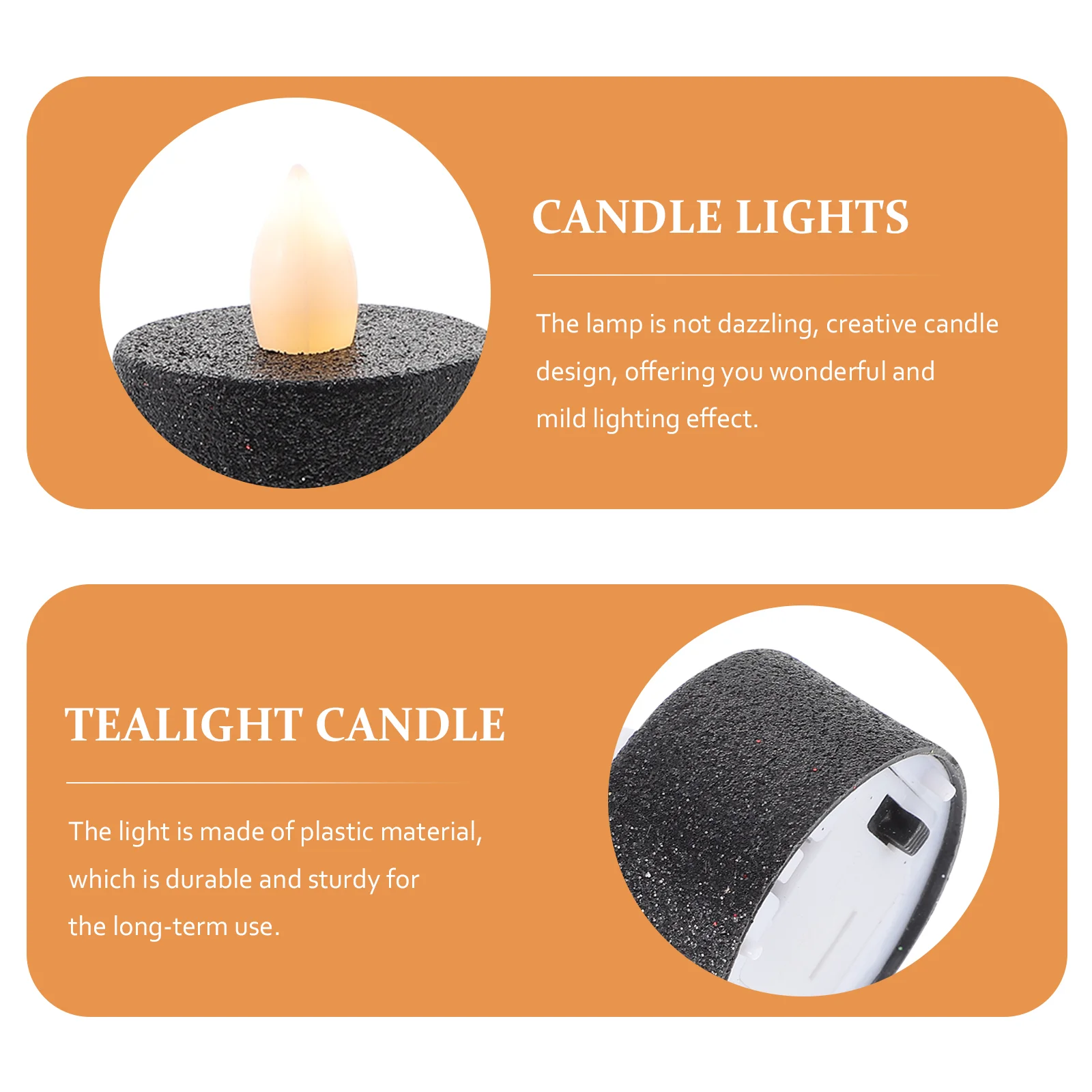 12 шт. Беспламенные чайные свечи черные светодиодные лампы с белым сердечником