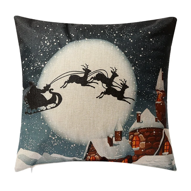 

Рождественская наволочка, квадратный Санта, домашний Рождественский Декор, льняные наволочки для подушек, наволочки для дивана, сиденья, ав...