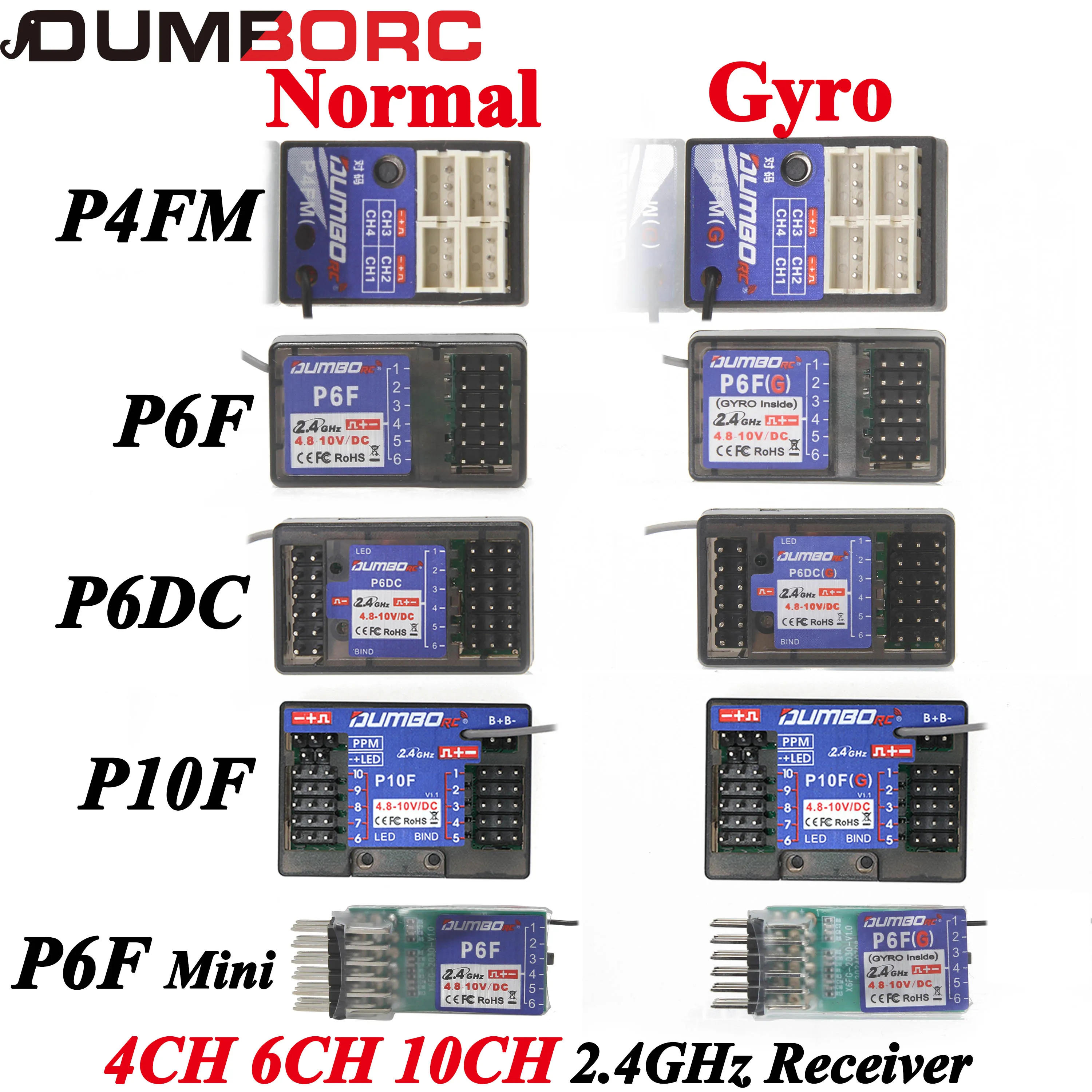Фото DUMBORC X6DC P10FG P4FMG P6FG MINI 4CH 6CH 10CH 10-канальный гироскопический приемник возврата напряжения для передатчика X4 X6 RC автомобиля лодка №1
