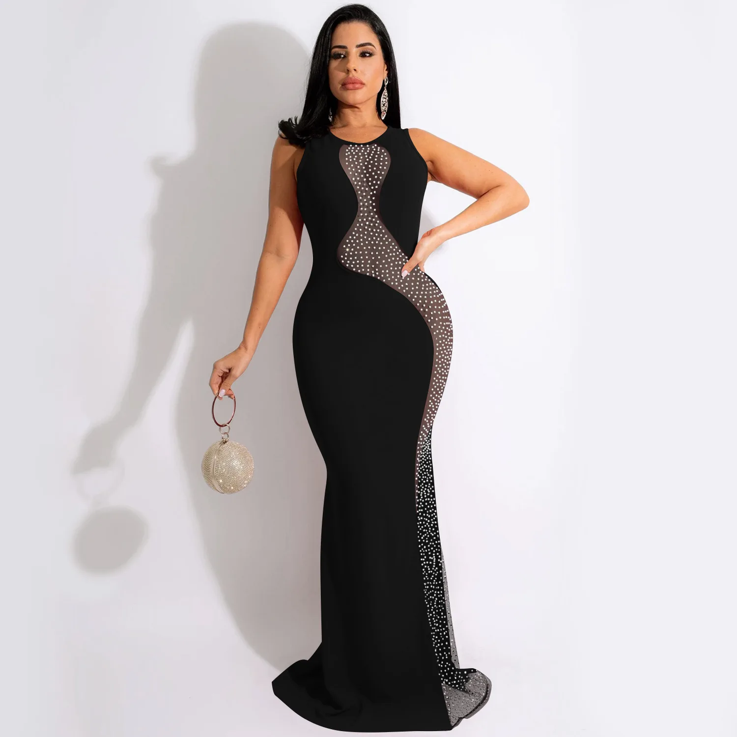 

Шикарные Вечерние платья Wishyear 2022, Сетчатое платье-макси без рукавов с открытой спиной, женские платья на день рождения