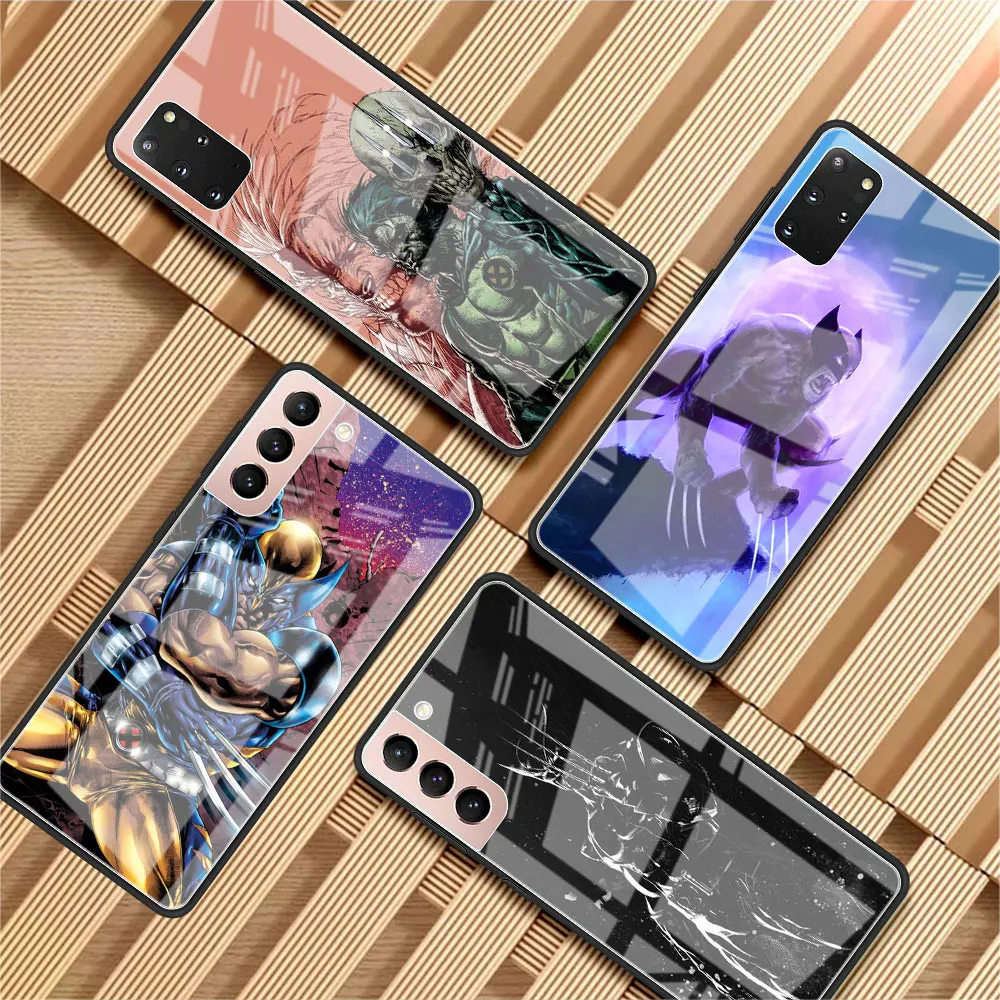 

Tempered Glass Case For Samsung S22 Ultra S21 S20 S10 S8 S9 Plus FE Note 20 10 9 Phone Coque Fundas Marvel Wolverine X Men