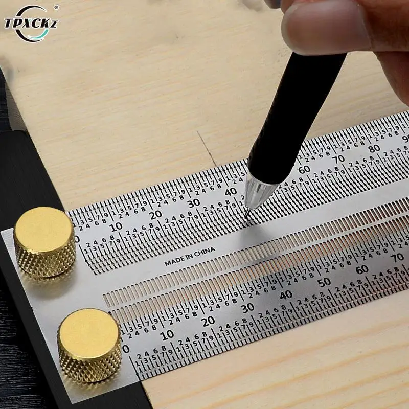 

1pc High-precision T Type Square Ruler Woodworking Aluminum Alloy Scriber Measuring Carpentry Marking Gauge Carpenter Tools