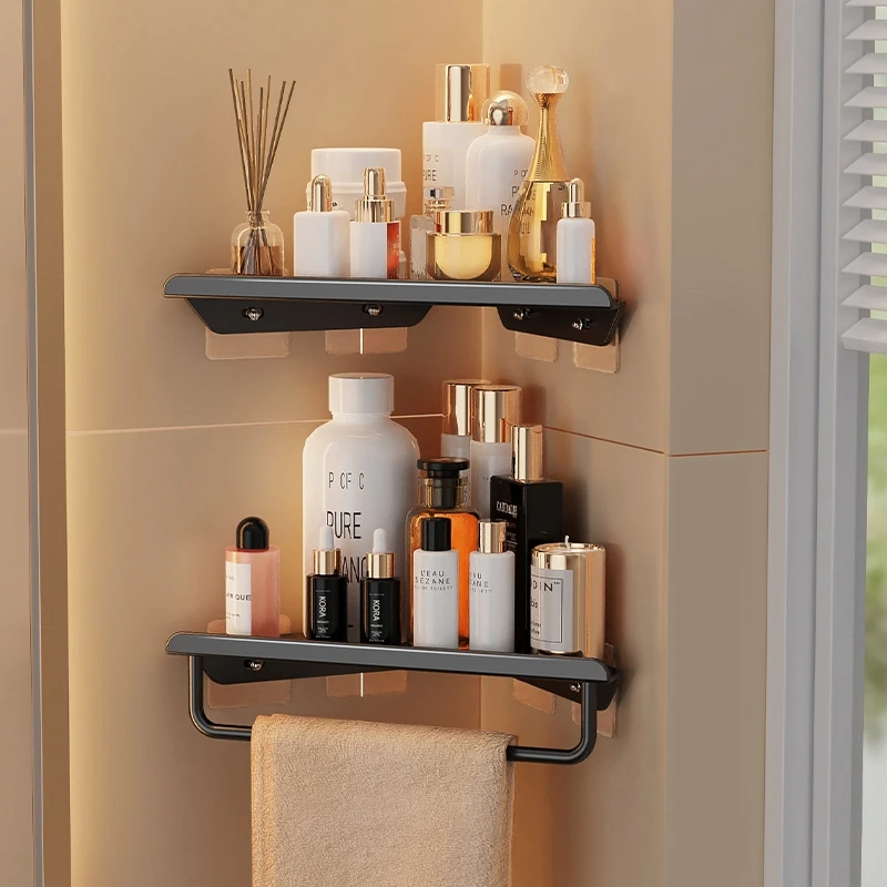 

Triangle Bathroom Shelf Waterproof Home Organizer No-drill Wall Mount Shelf Paste Storage Rack Holder Steel Home Accessories 선반