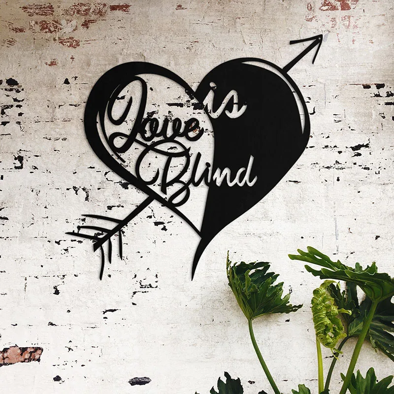 

Love is Blind Metal Wall Art Metal Wall Decor Heart Wall Decor Love Wall Art Home Living Room Interior Decoration Metal Art