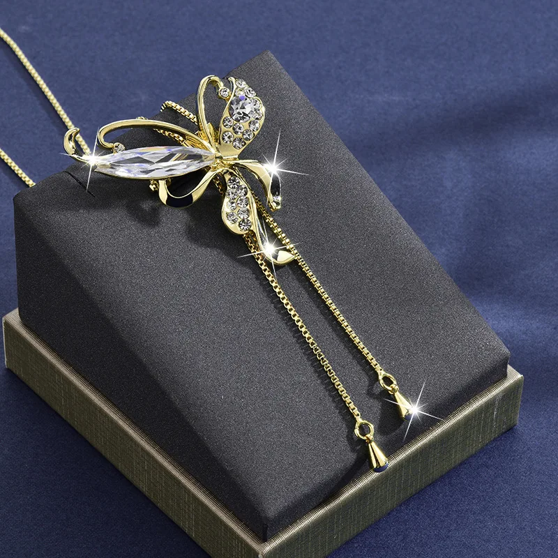 

WANGAIYAO new fashion butterfly sweater chain long simple and versatile temperament autumn and winter pendant women's necklace