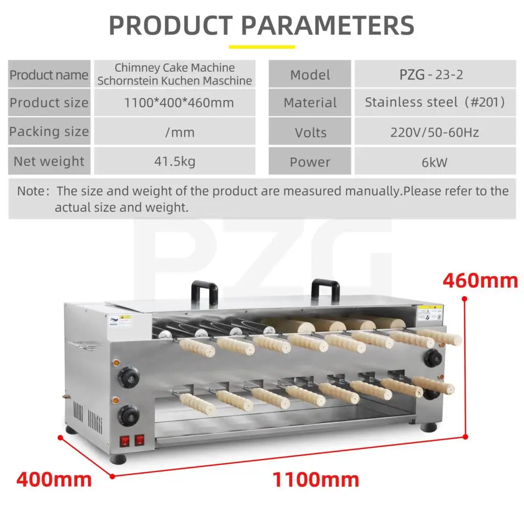 220V 110V Chimney Cake Oven Roll Grill Machine Stainless Steel Bread Ice Cream Cone Kurtos Kalacs Waffle Maker