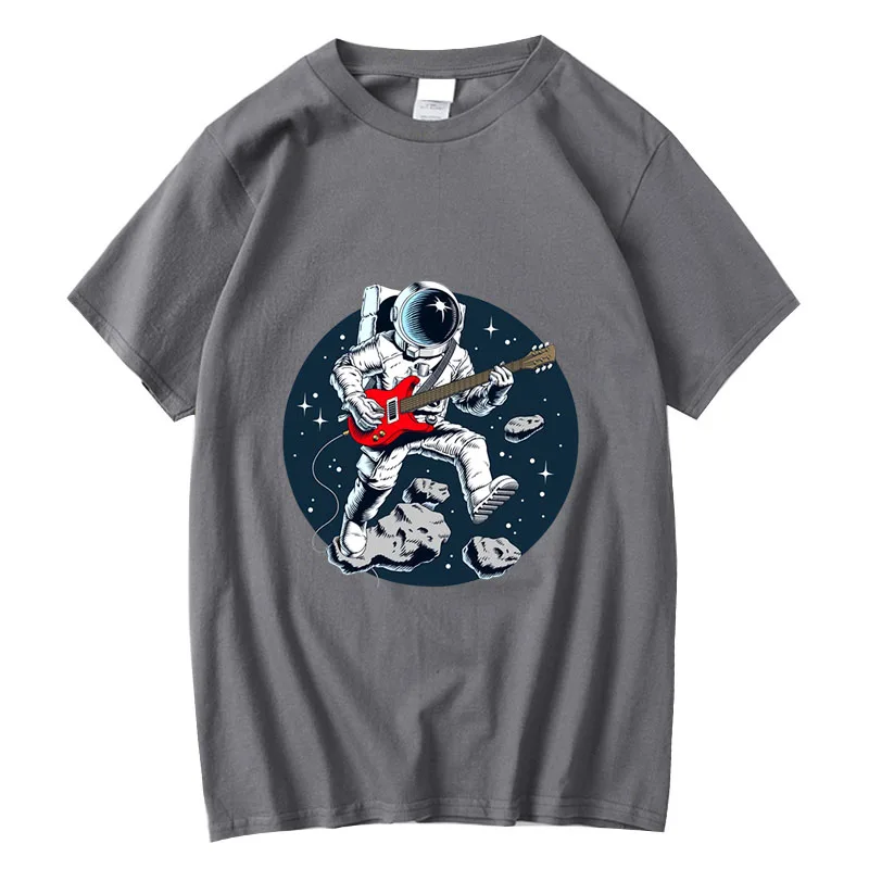 Футболка XIN YI мужская с забавным принтом астронавта и гитары тенниска из 100%