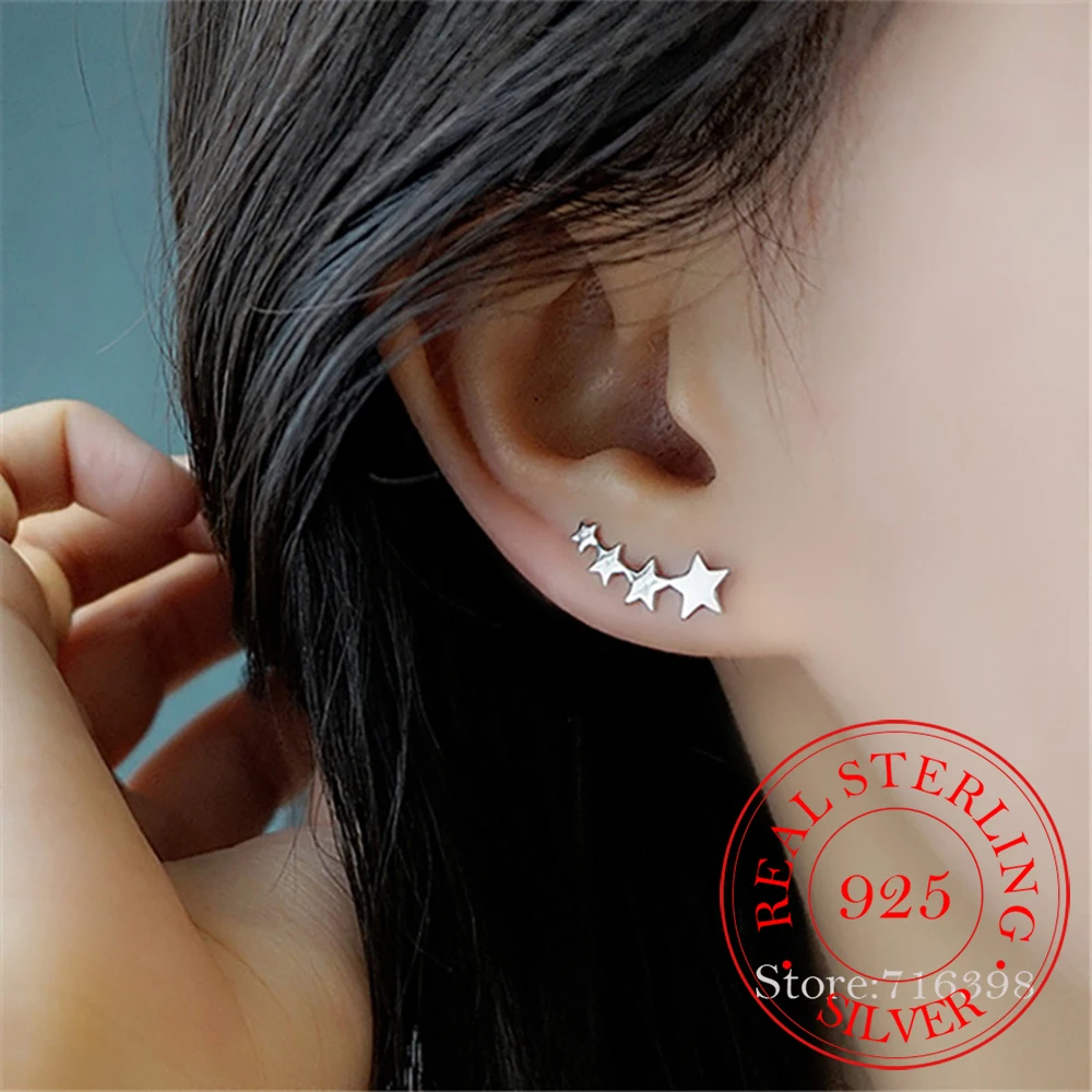 

Женские серьги-гвоздики из серебра 925 пробы со звездами