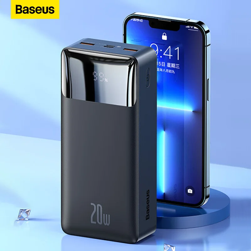 Baseus Power Bank 30000mAh with 20W PD Fast Charging Powerbank Portable External Battery Charger For iPhone 12 Pro Xiaomi Huawei