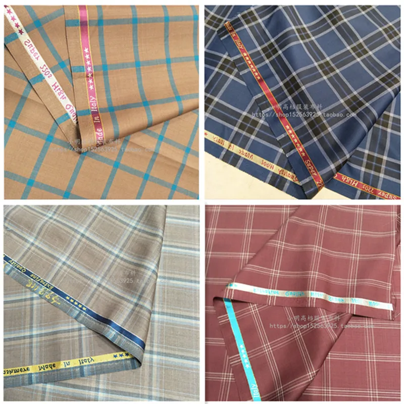

0.5m Italian Imported Wool Suit Fabric Worsted Wool Fabric British Style Plaid Suit Pants Vest Fabric Suiting Fabric for Men