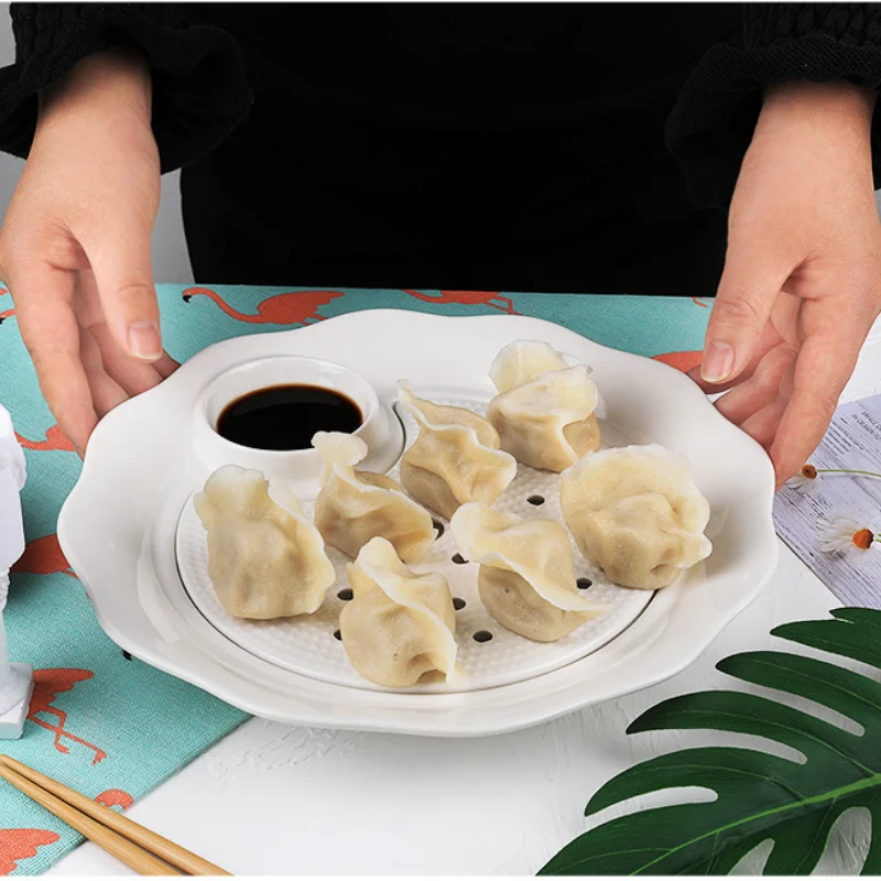 Набор фарфоровых тарелок для кухни и вечеринок керамический недорогой поднос