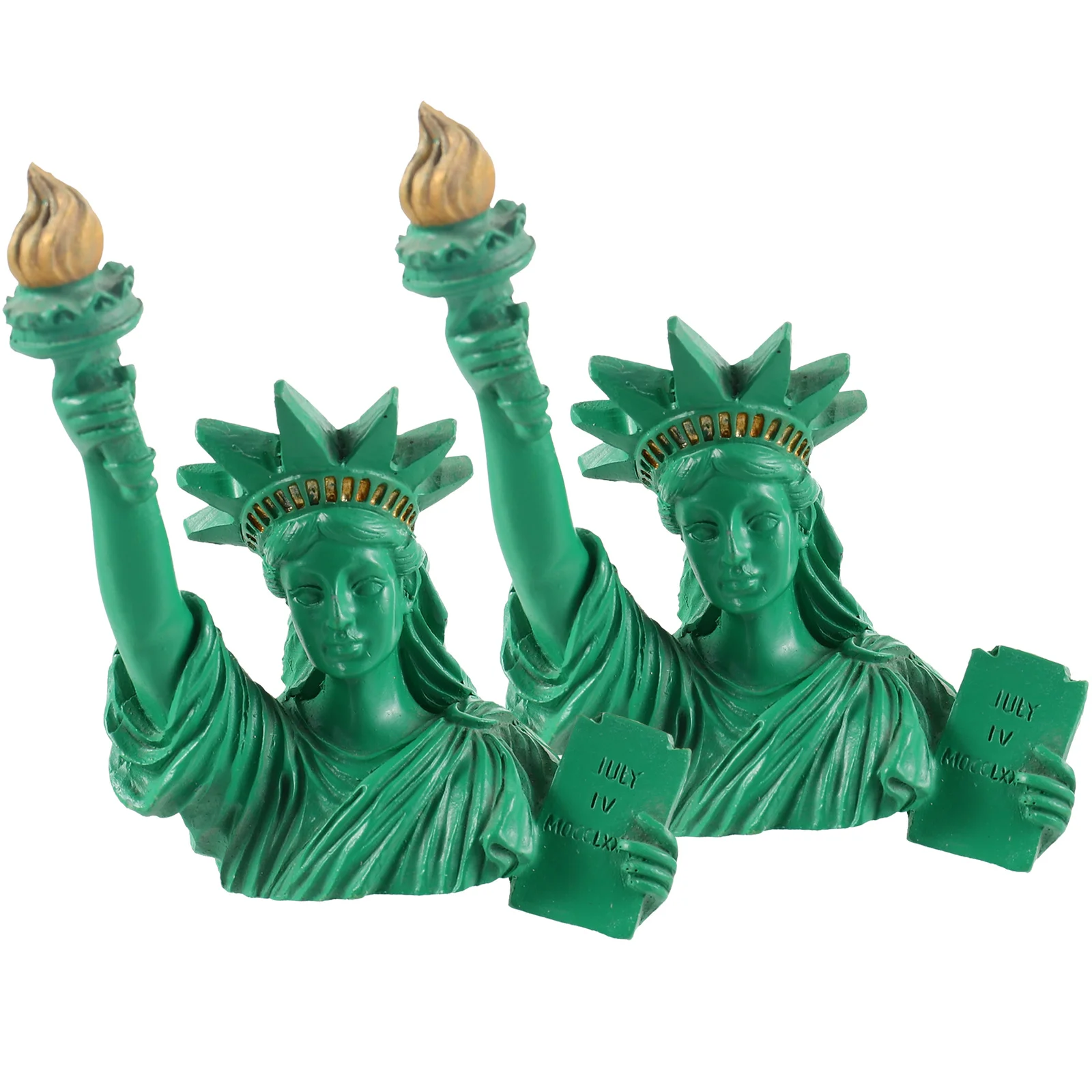 

2 Pcs Statue Decor Resin Goddess Of Liberty Household Adornment Sand Set Model Artware Office Table