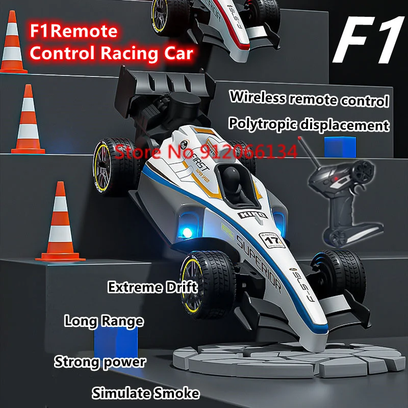 

F1 Formula Cool Shape Racing Remote Control Car LED Lighting Simulation Smoke Drift Stunt High Speed RC Car Children Boy Gift