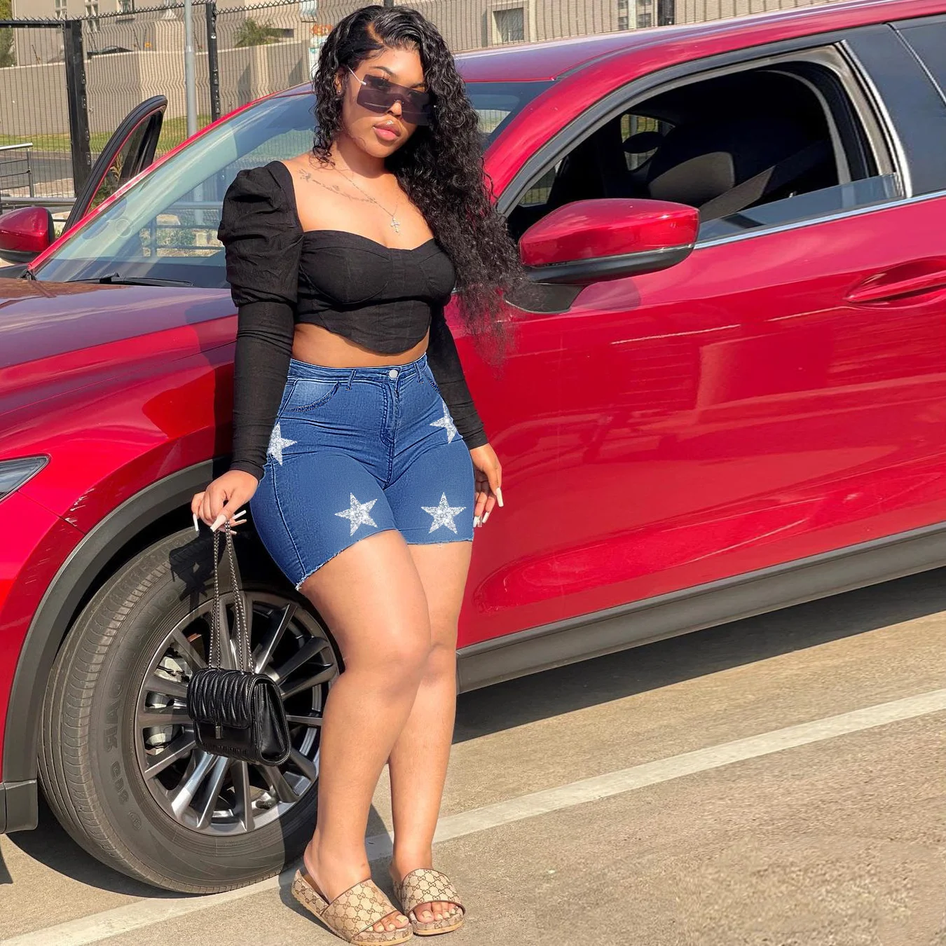 

2022 Sexy Sequins Star Club Party Denim Hotpants Stretchy Skinny Short Jeans Summer Jean woman jeans vintage