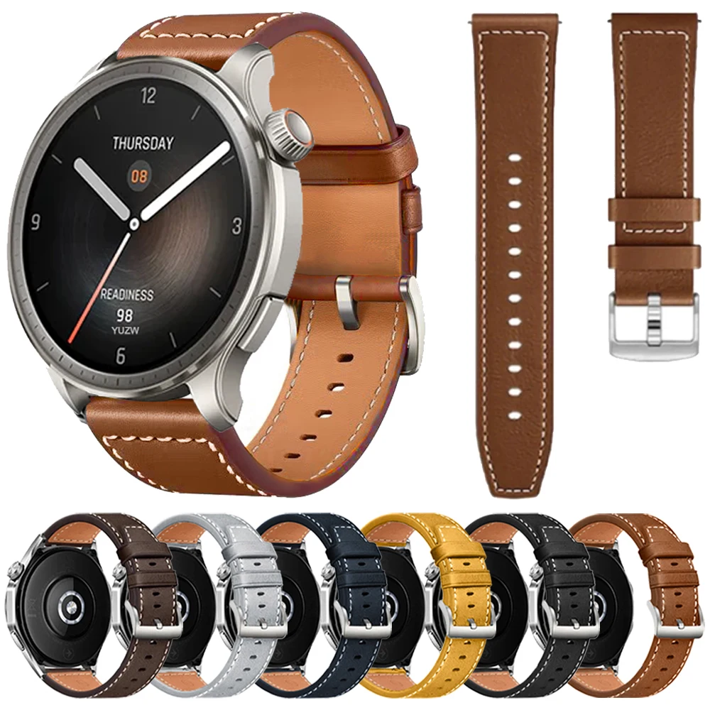 Сменный ремешок для часов Amazfit Balance кожаный деловой браслет Huami GTR/GTS/Bip умных Correa