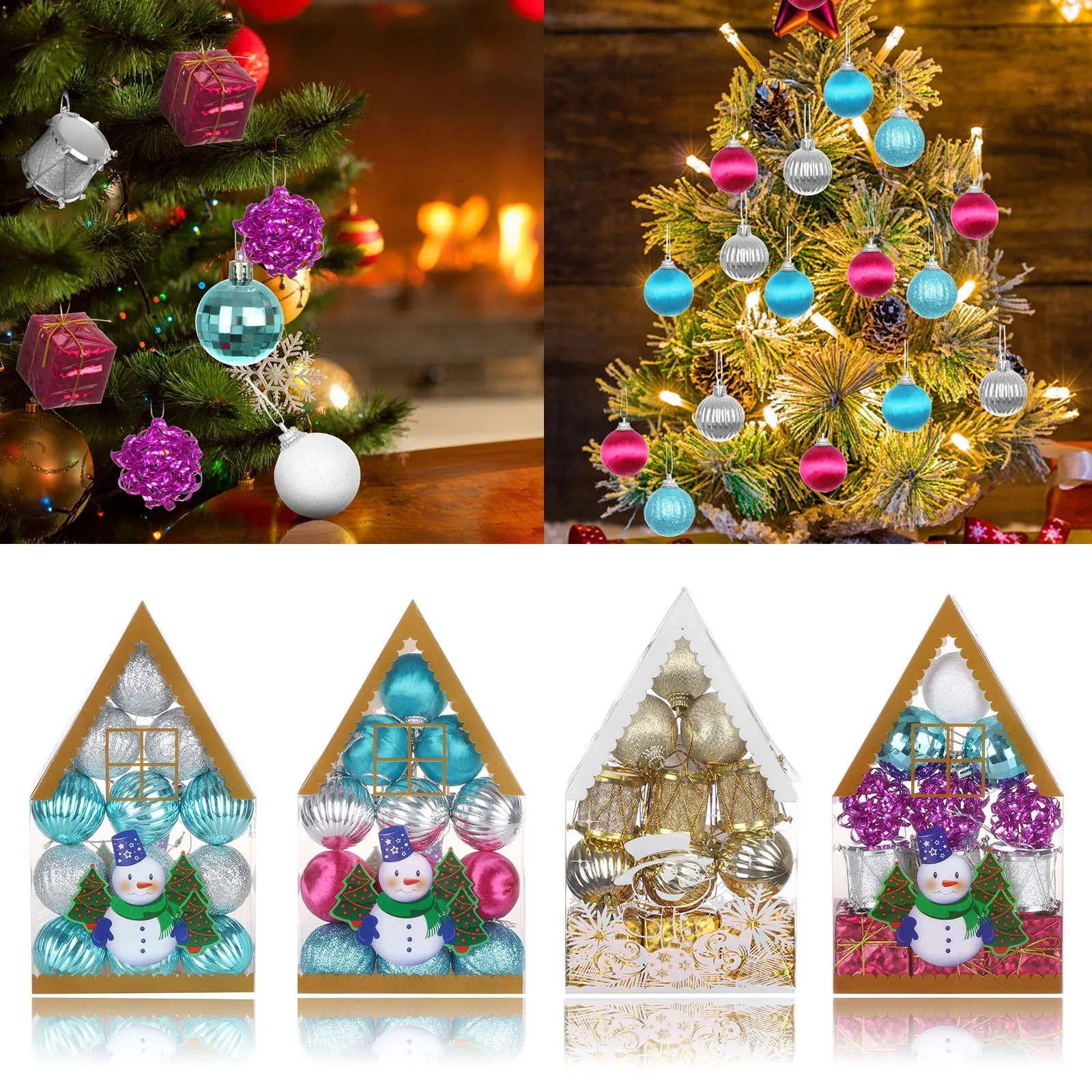 

12 шт., новогодние бусины-розы для украшения ёлки