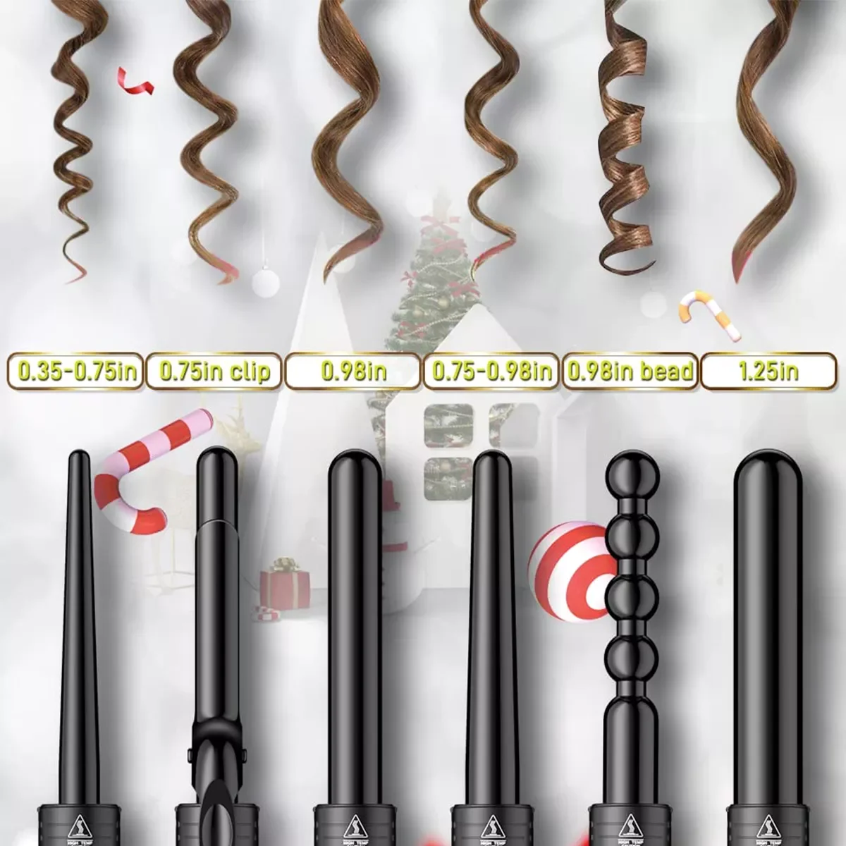 

Набор для завивки волос 6 в 1, керамическая палочка для завивки с индикатором температуры и сменной настройкой нагрева, 2023