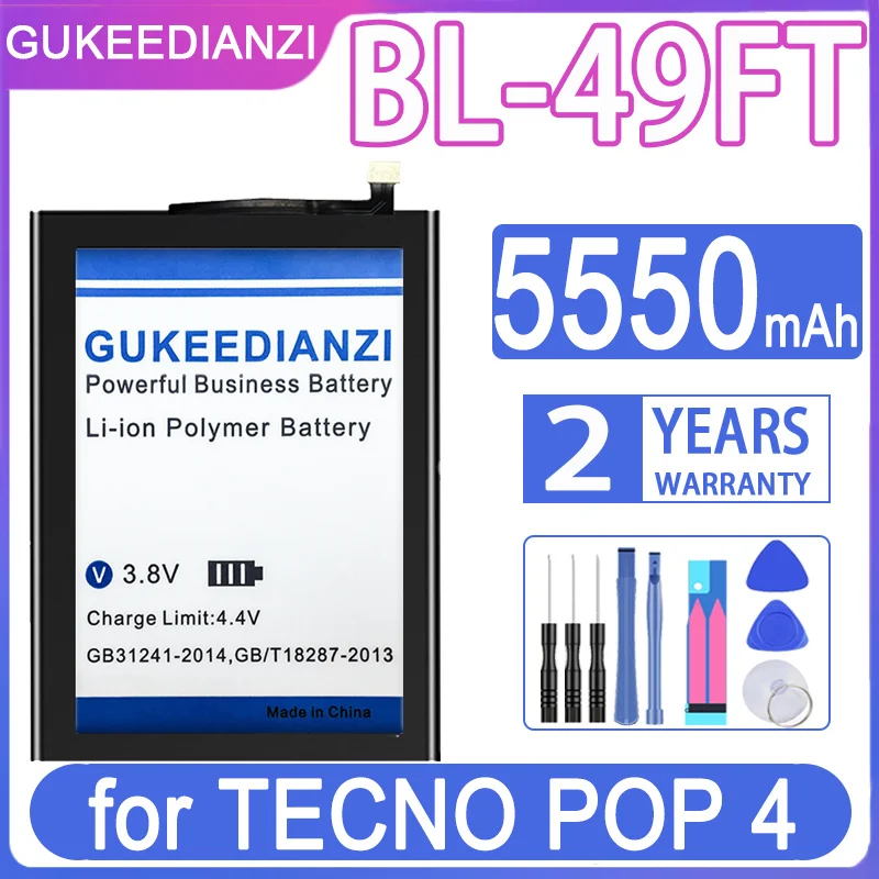 Аккумулятор GUKEEDIANZI BL 49FT 5550 мАч для батарей TECNO POP 4 POP4 + Бесплатные инструменты