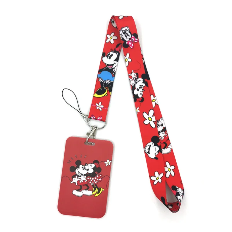 Mickey Minnie Mouse Hug Anime Lanyard Badge Holder ID Card Lanyards Mobile Phone Rope Key Neck Straps Keychain Ring |