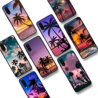 toplbpcs summer beach scene at sunset on sea palm phone case for samsung s20 lite s21 s10 plus for redmi note8 9pro for huawei