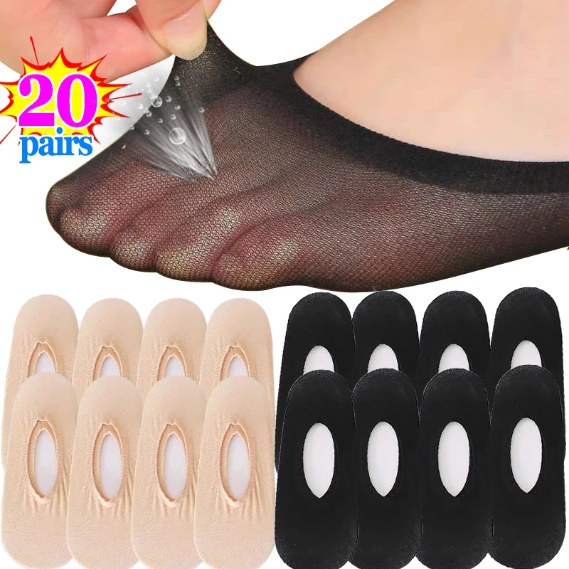 

20pairs Summer Invisible Shallow Sox Transparent Footsies Shoe Liner Trainer Ballerina Girl Boat Socks Ladies Thin Sock Slippers