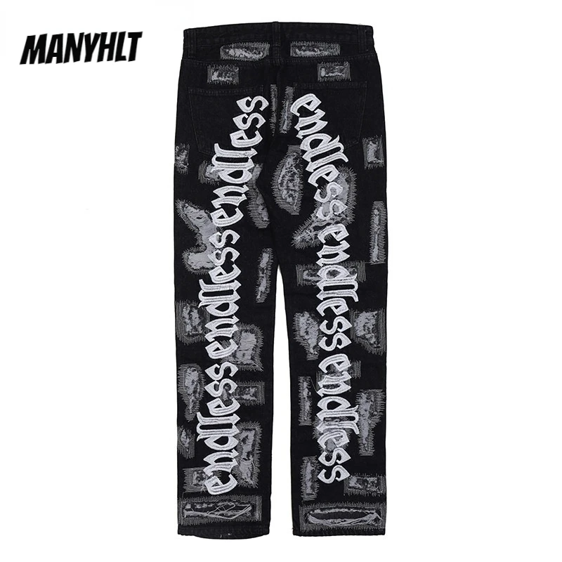 

Мужские рваные джинсы с вышивкой, повседневные брюки в европейском и американском стиле, уличная одежда для мужчин