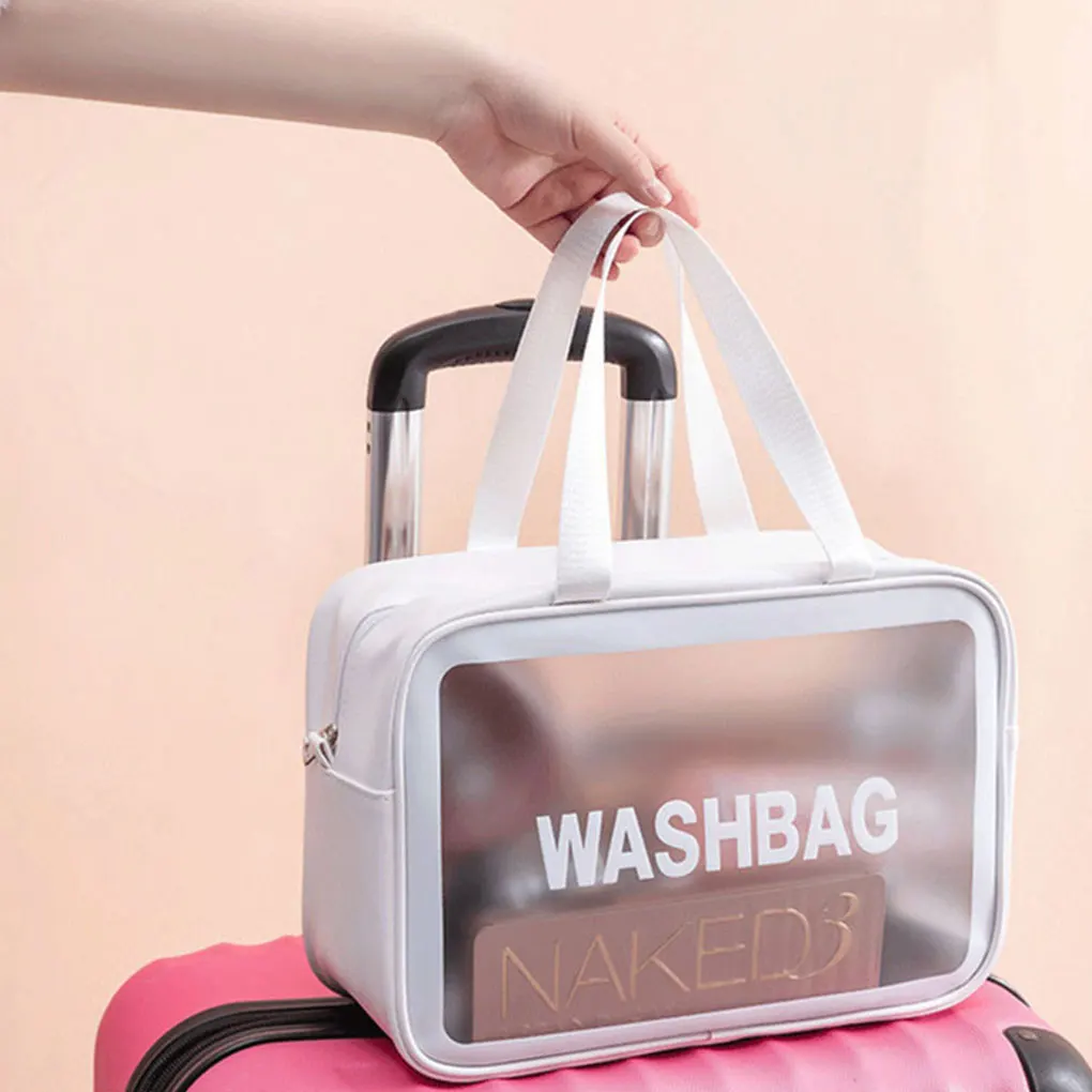 

S/M/L 3 Sizes Ladies Large Capacity Pu Frosted Waterproof Cosmetic Bag Convenient Travel Makeup Storage Bag Female Wash Bag