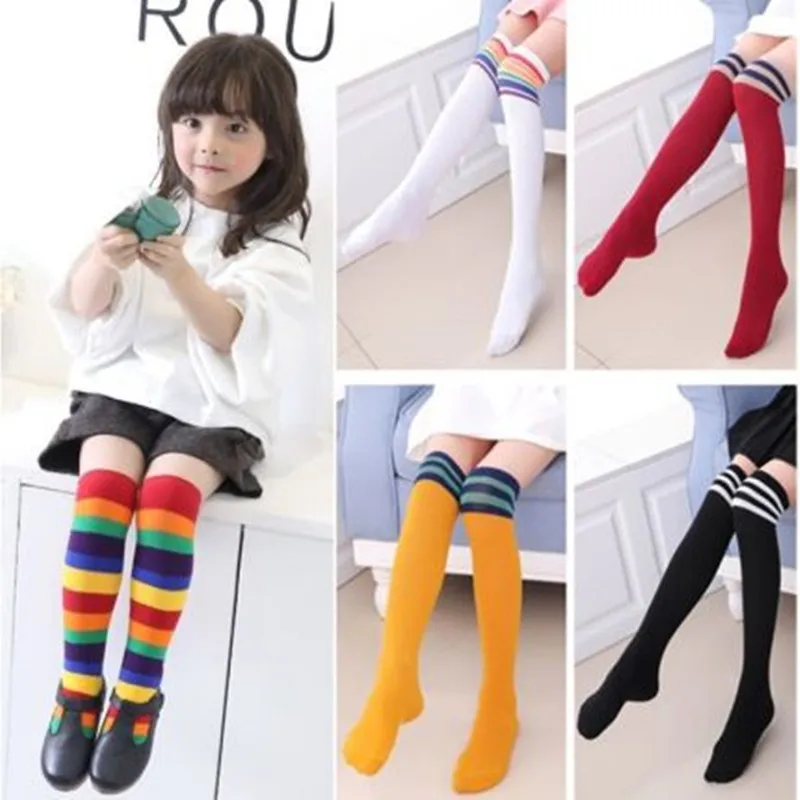 

2-15Y Girls Knee High Long Socks Girls Knee Socks Baby Kid Socks Girl Children Cute Princess Solid Color leg warmers White socks