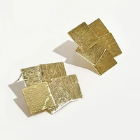 perisbox punk style gold sliver color square shaped stud earrings for women geometric multi layered studs statement earrings