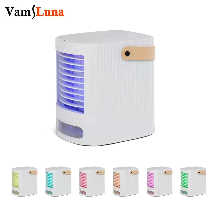 

Portable Air Ice Water Cooler Anti-Leak Mini Air Conditioner Fan Rechargeable USB Air Cooler Humidifier 7 Colors LED Night Light
