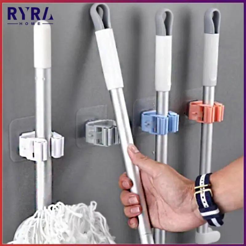 

Home Organizer Holder Brush Wall Mounted Mop Broom Hanger Home Storage Rack Bathroom Suction Hanging Pipe Hooks Household Tools