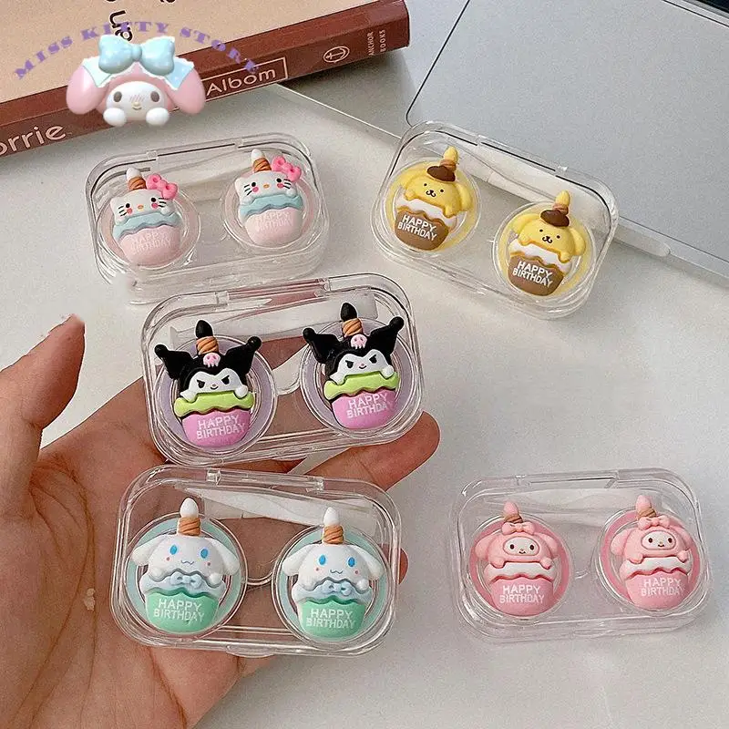 

Sanrio Hellokitty Cinnamoroll Kuromi Mymelody милый нет необходимости затягивать школьник коробка Мультяшные контактные линзы спутник коробка уход