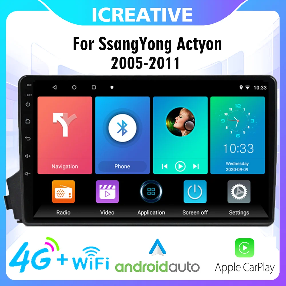 

9 inch Android 2 Din Car Multimedia Player For SsangYong Actyon 2006-2014 Navigation GPS WIFI Radio Head Unit With Frame