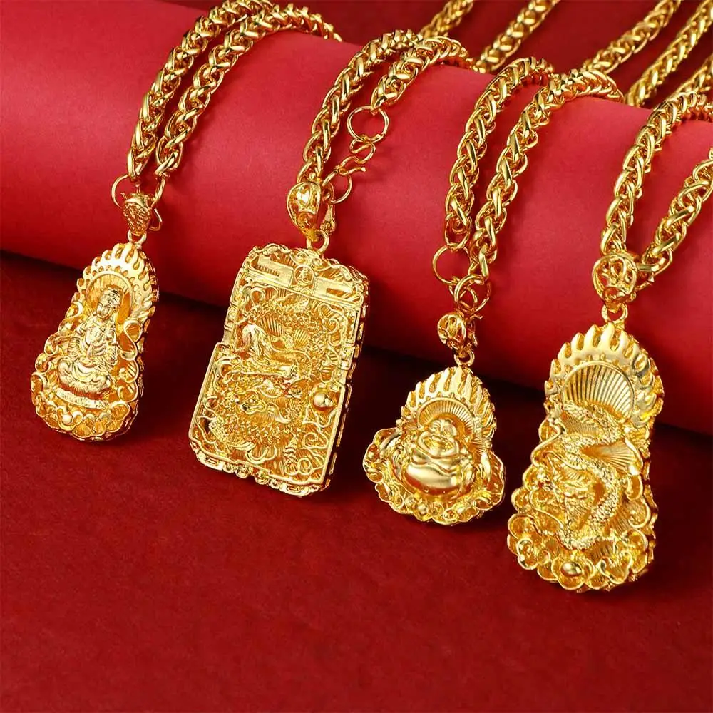 

Snake Bone Chain Lucky Symbol Gifts Guanyin Dragon Pendant Necklaces Jewelry Gift Buddhist Necklace Chinese Style