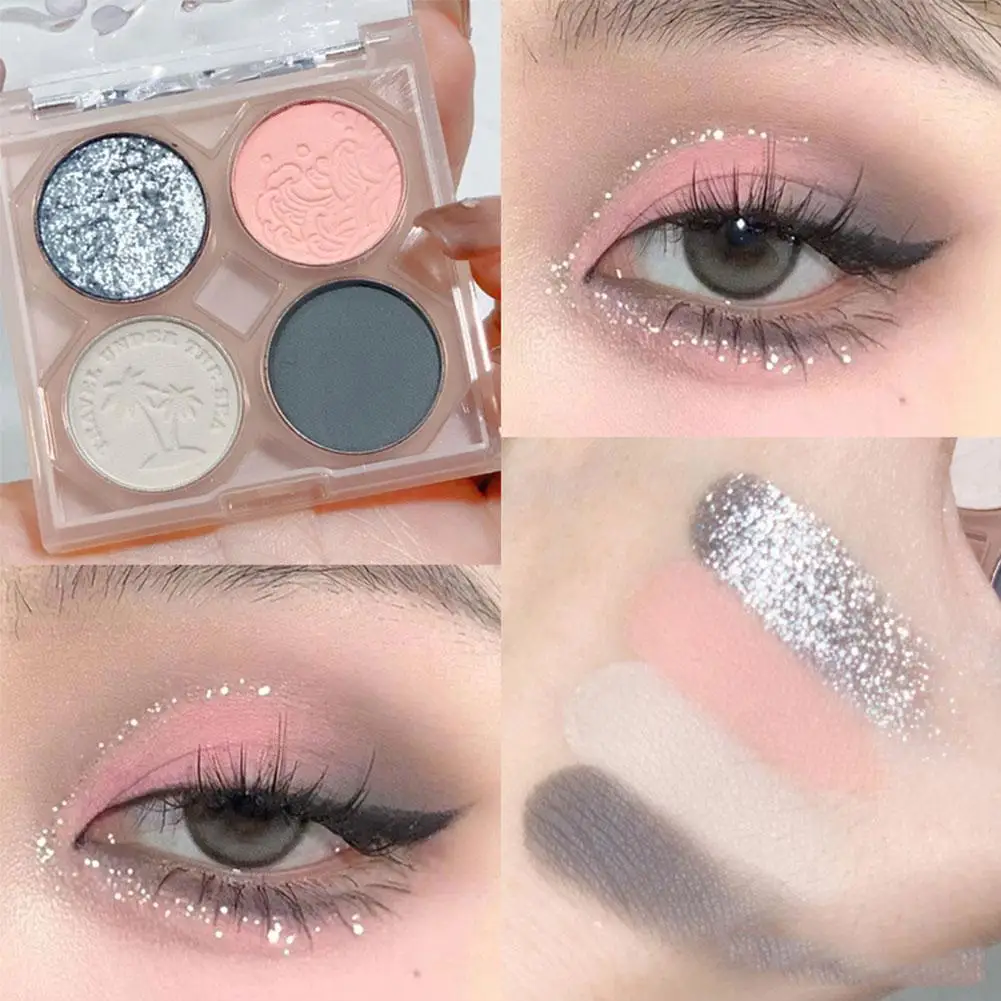 

4 Color Eye Shadow Easy To Color Matte Pearlescent Shadow Professional Earthy Palette Eye Green Pallete Eyeshadow Cosmetic Y4U7