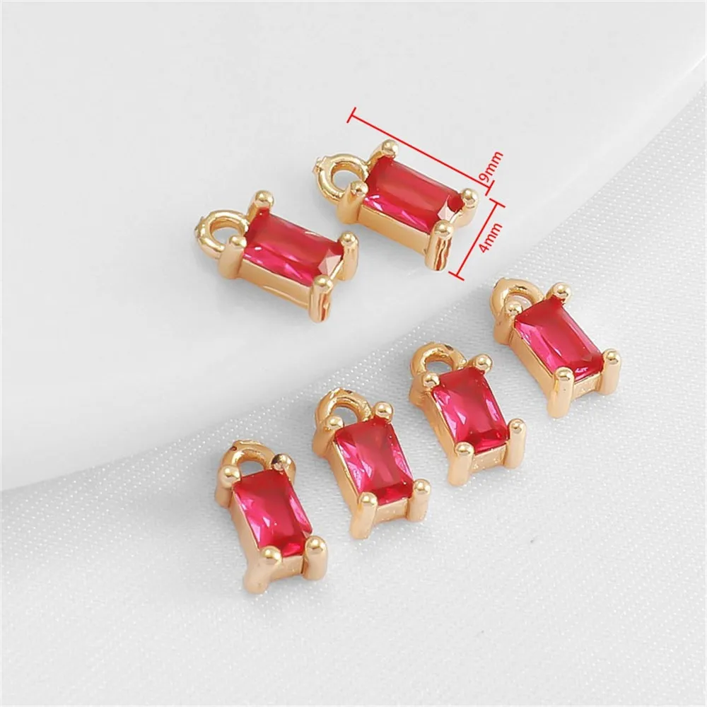 Маленькая подвеска из цветного циркона 14k квадратный Цветной циркон сделай сам