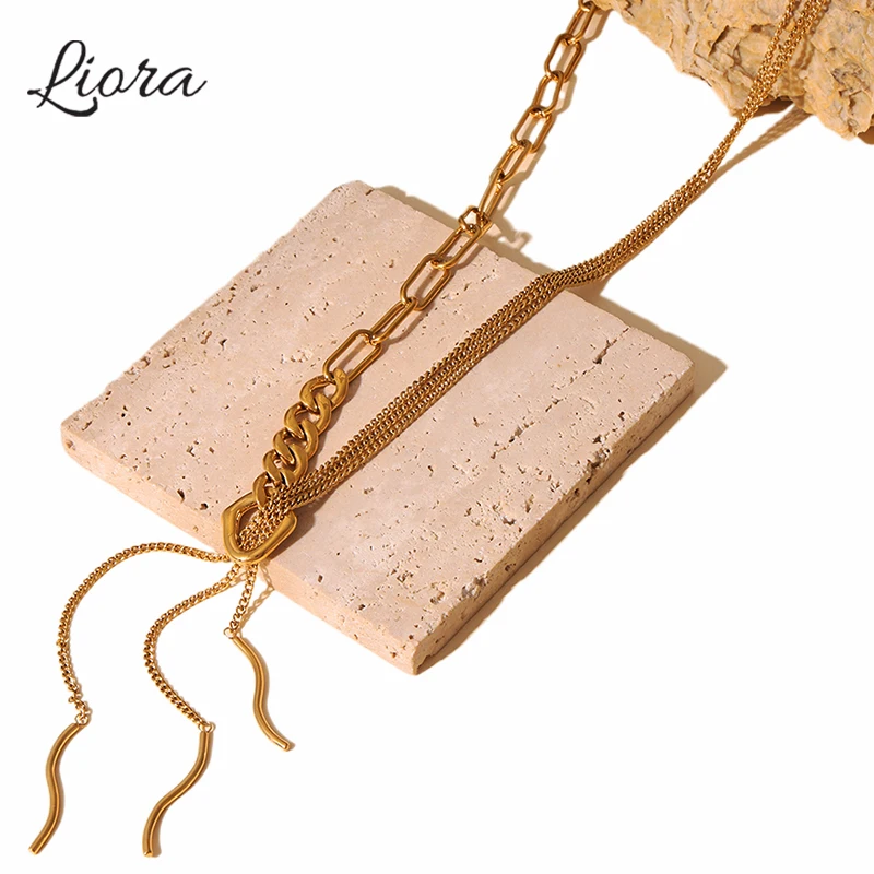 Liora модный длинный свитер-цепочка ожерелья из нержавеющей стали 316L кубинская