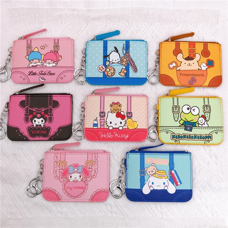 

Kawaii Sanrio Card Holder Cute Hellokitty Kuromi My Melody Cinnamoroll Cartoon Coin Purse Pendant Accessories Toy for Girls Gift