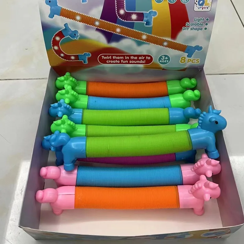 Светодиодные Пружинные трубки игрушки-антистресс светящиеся разнообразные