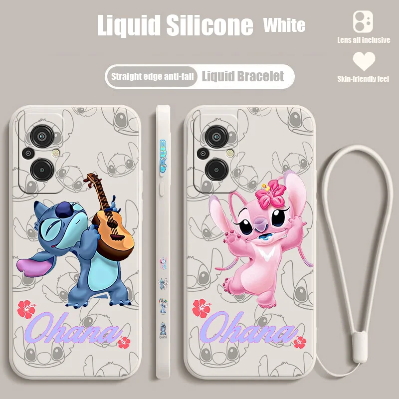 

Disney Stitch couple For Xiaomi Redmi K50G K40S 11 10C 10X 9T 9AT 9A 9C 8A 7 6A 5A A1 Liquid Left Rope Phone Case