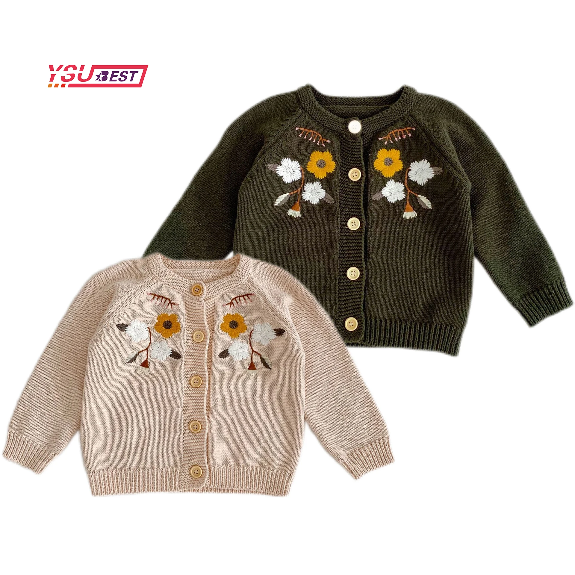 

Осеннее пальто с вышивкой для новорожденных девочек, Детский свитер с круглым вырезом, кардиганы для маленьких девочек, хлопковая трикотаж...